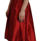 Radiant Red Silk A-Line Midi Dress