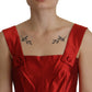 Radiant Red Silk A-Line Midi Dress