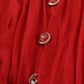 Red Button Down Belted Midi Satin Silk Dress