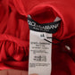 Red Button Down Belted Midi Satin Silk Dress
