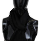 Black Wool Blend Unisex Neck Wrap Fringes Men's Scarf