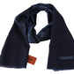 Navy Wool Knit Unisex Neck Wrap Fringe Shawl Men's Scarf