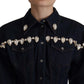 Elegant Crystal-Embellished Denim Jacket