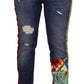 High Waist Patchwork Skinny Denim