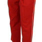 Elegant Red High-Waist Cropped Pants