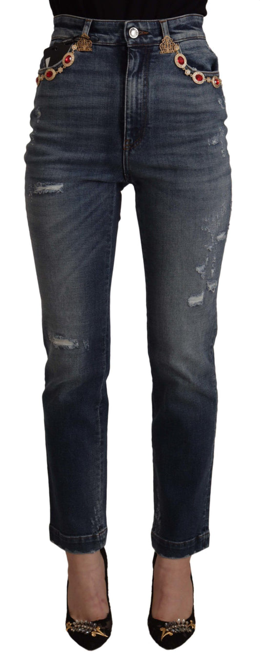 High Waist Skinny Designer Jeans in Blue