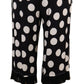 Polka Dot Silk Mid Waist Pants