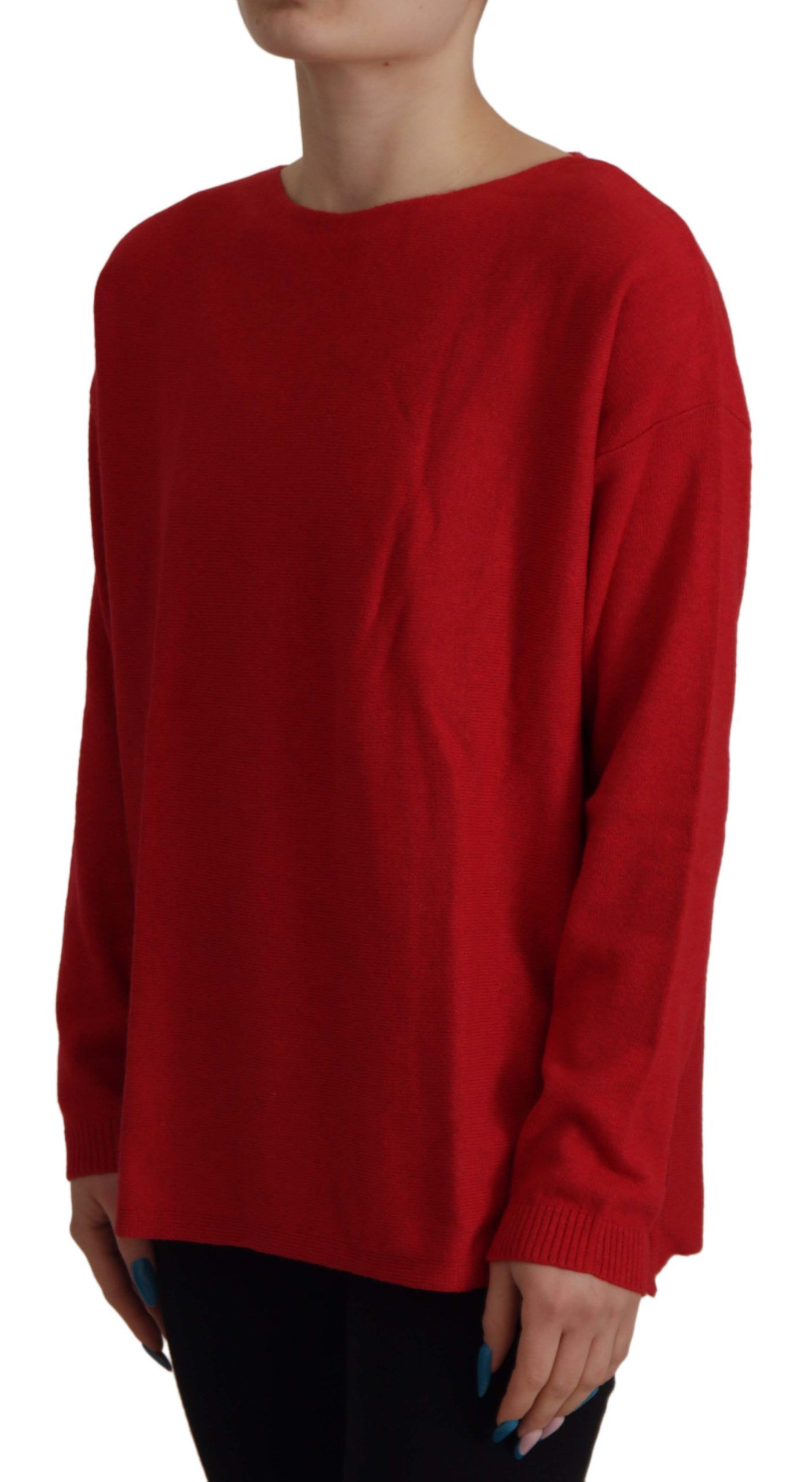 Elegant Red Wool Blend Knit Sweater