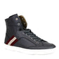 Dark Grey Calf Leather Hi Top Sneaker With Red Beige