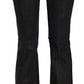 Chic Flared Mid Waist Black Denim