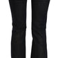 Chic Flared Mid Waist Black Denim