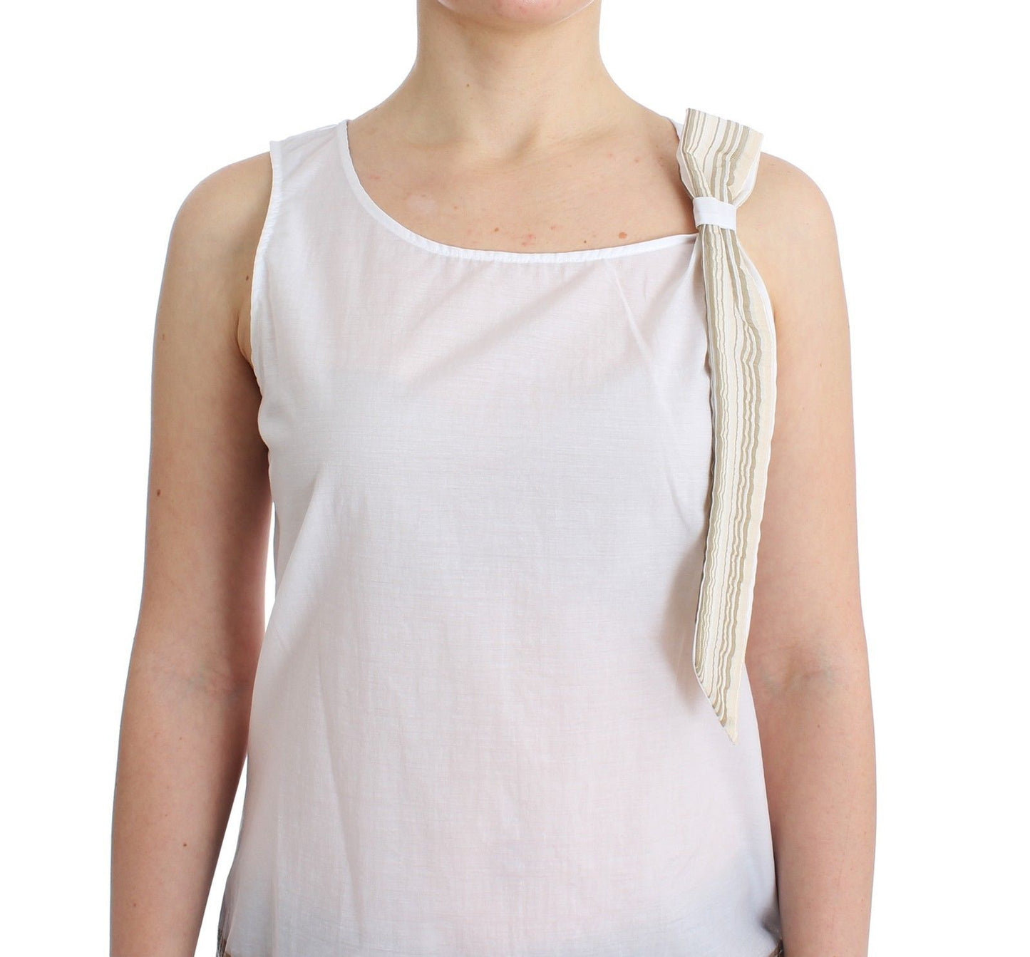 Elegant White Bow-Detailed Sleeveless Top