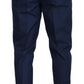 Elegant Slim Fit Chinos in Blue Silk Blend