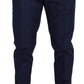 Elegant Slim Fit Chinos in Blue Silk Blend