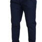 Elegant Slim Fit Chinos in Blue Silk Blend