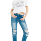 Chic Distressed Straight Leg Jeans