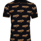 Elegant Car Print Polo T-Shirt in Black