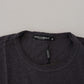 Elegant Gray Motive Crew Neck T-Shirt