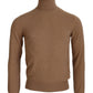 Beige Cashmere Turtleneck Pullover Sweater