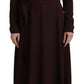 Elegant Brown Long Sleeve Wrap Dress