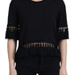 Elegant Black Cotton Short Sleeve Tee