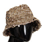 Gold Silk Sequin Embellished Designer Brim Bucket Hat