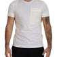 Elegant White Cotton Tee with DG Chest Pocket