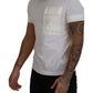 Elegant White Cotton Tee with DG Chest Pocket