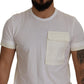 Elegant White Cotton Tee with DG Chest Pocket