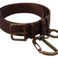 Elegant Brown Leather Belt with Metal Buckle