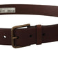 Elegant Brown Leather Belt with Metal Buckle