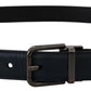 Elegant Dark Blue Leather Belt