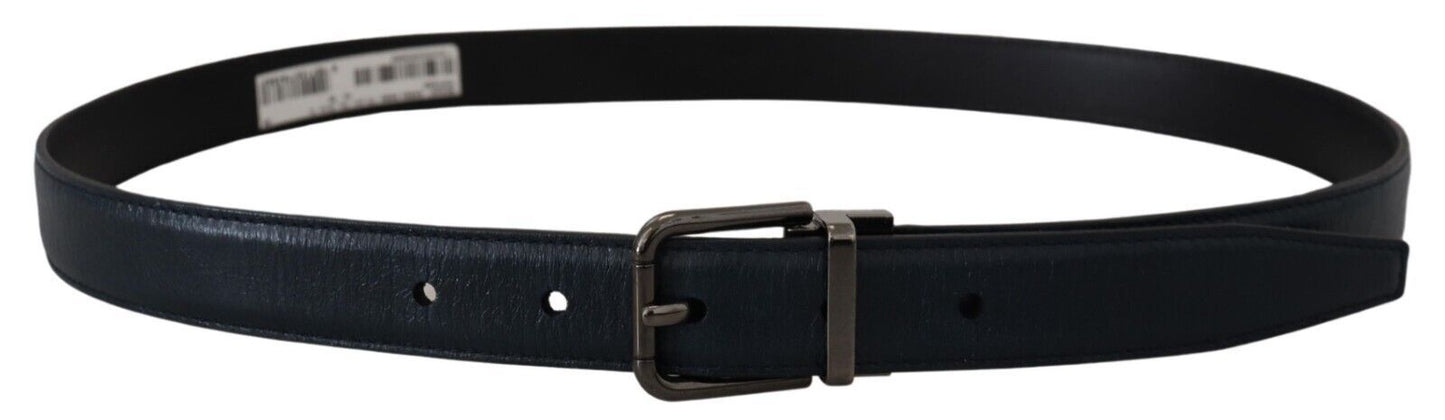 Elegant Dark Blue Leather Belt