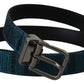 Elegant Blue Jacquard Designer Belt