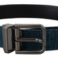 Elegant Blue Jacquard Designer Belt