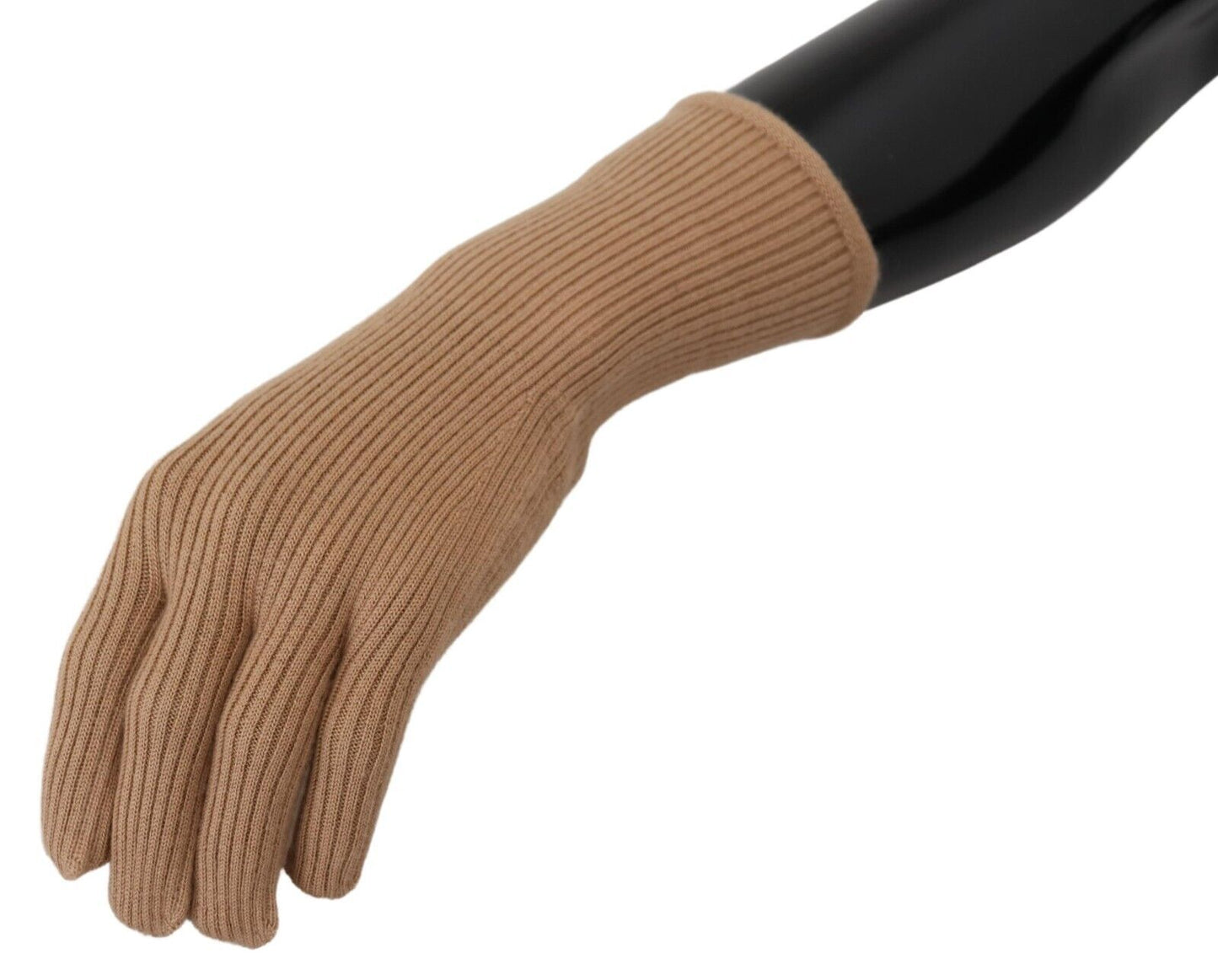 Elegant Beige Cashmere Winter Gloves