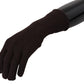 Elegant Silk Cashmere Brown Gloves