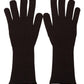 Elegant Silk Cashmere Brown Gloves