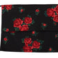 Black Floral Pleated Elastic Ear Strap One Size Face Mask