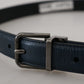 Elegant Dark Blue Leather Belt