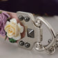 Multicolor Floral Appliques Metal Shoulder Strap