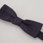 Blue Pattern Silk Adjustable Neck Papillon Bow Tie