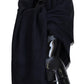 Elegant Silk-Wool Fringed Scarf in Dark Blue