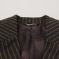 Elegant Striped Wool Blend Slim Blazer