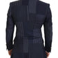 Navy Blue Double Breasted Slim Fit Blazer