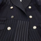 Navy Blue Double Breasted Slim Fit Blazer