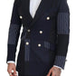 Elegant Navy Double Breasted Wool Blazer