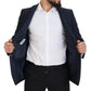 Elegant Dark Blue Slim Fit Wool Blazer