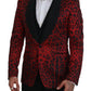 Radiant Red Leopard Print Three Piece Suit