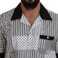 Elegant Black & White Cotton Shirt